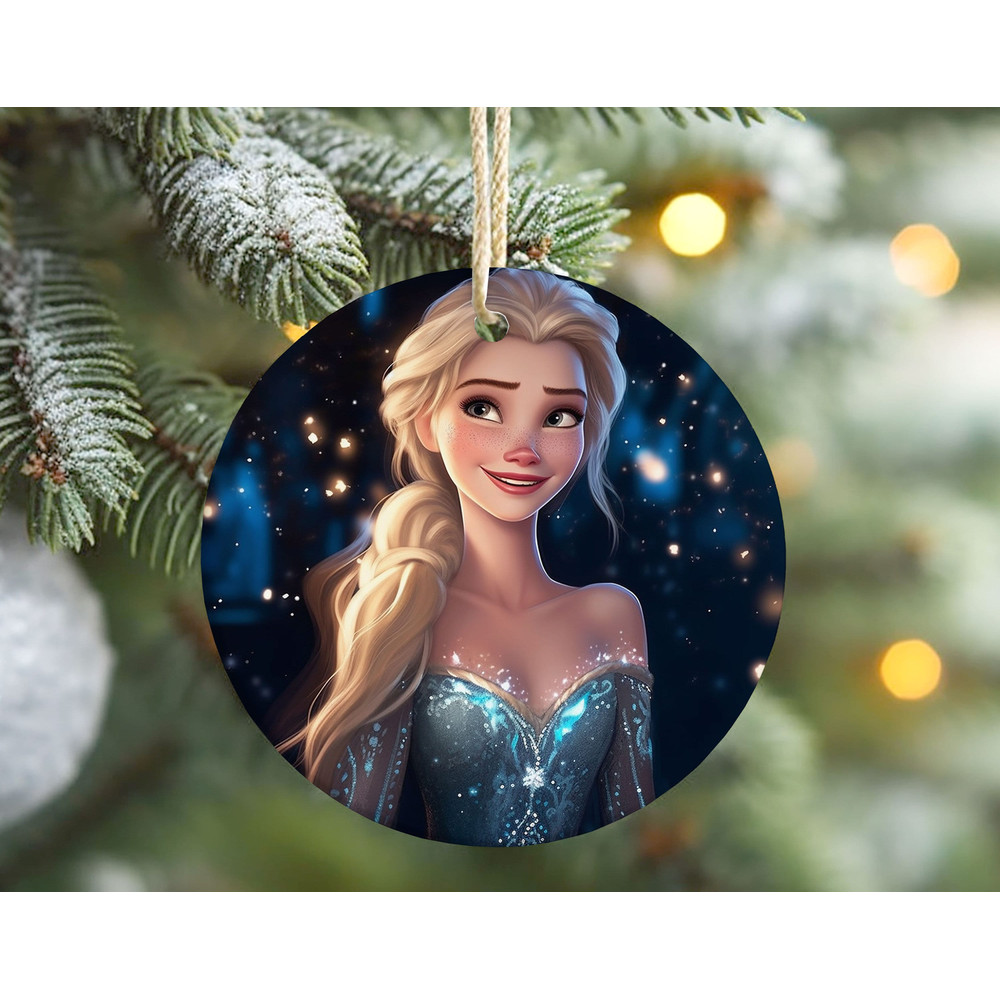 Elsa Personalized Ornament Frozen Ceramic Ornament, Elsa Anna Holiday Decor, Disney Princess Christmas Keepsake.jpg