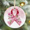 Floral Breast Cancer Ceramic Ornament, Pink Ribbon Ornament Christmas Decor, Gift for Breast Cancer Survivor, Custom Cancer Ornament.jpg