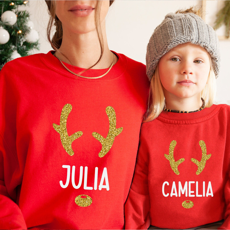 Personalised Matching Family Christmas Jumper with Name in Gold Glitter Unisex Adult and Kids Size Mummy Daddy Baby Toddler Boy Girl Outfit.jpg