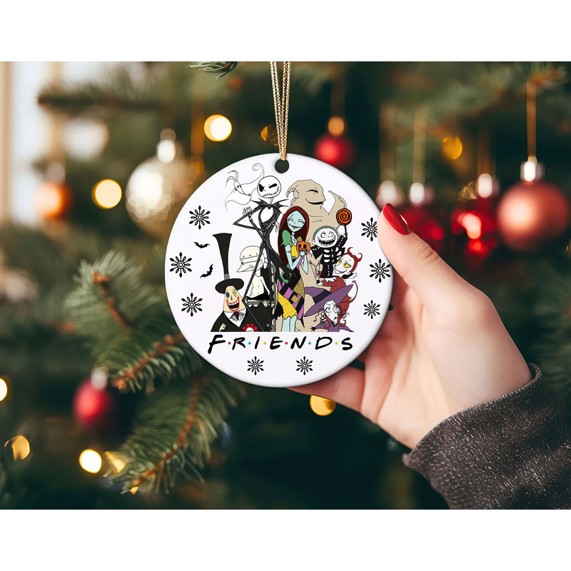 Friends Nightmare Before Christmas Tree Decor, Christmas Jack and Sally Ceramic Ornament, Disney Halloween Ornament, Oogie Boogie Gift.jpg