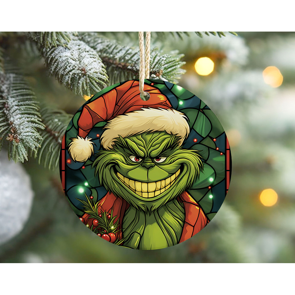 Grinch Christmas Ornament, Break Through Grinch Ornament, Christmas Tree Ceramic Ornament, Xmas Gift Idea 1.jpg