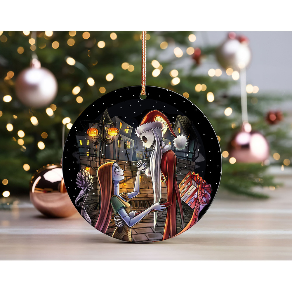 Jack & Sally Ceramic Ornament, Nightmare Before Christmas Disney Hanging Ornament, Married Keepsake Gift for Couple.jpg