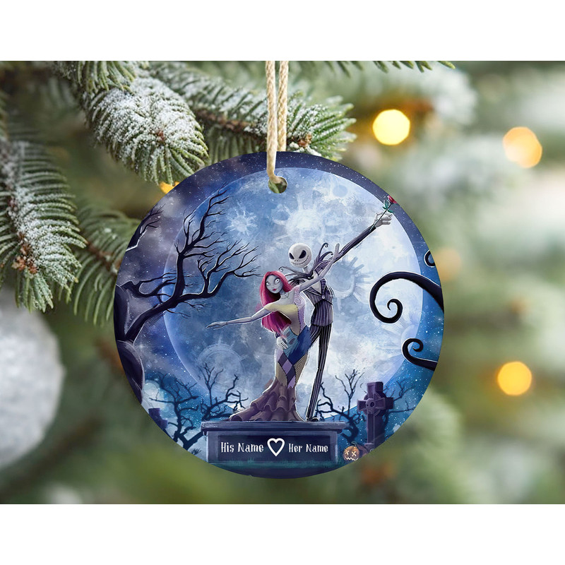 Jack and Sally Ceramic Ornament Nightmare Before Christmas Ornament, Personalized Married Keepsake, Couple Unique Gift Idea.jpg