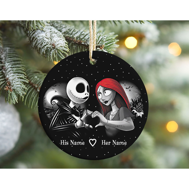 Jack Sally Couple Christmas Ornament Personalized Mr and Mrs Ceramic Ornament, Disney Jack Skellington Christmas Tree Decor.jpg