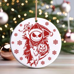 jack skellington ceramic ornament, nightmare before christmas tree decoration, vintage halloween disney gift