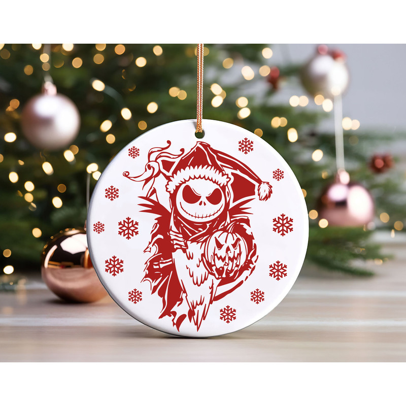 Jack Skellington Ceramic Ornament, Nightmare Before Christmas Tree Decoration, Vintage Halloween Disney Gift, Xmas Gift.jpg