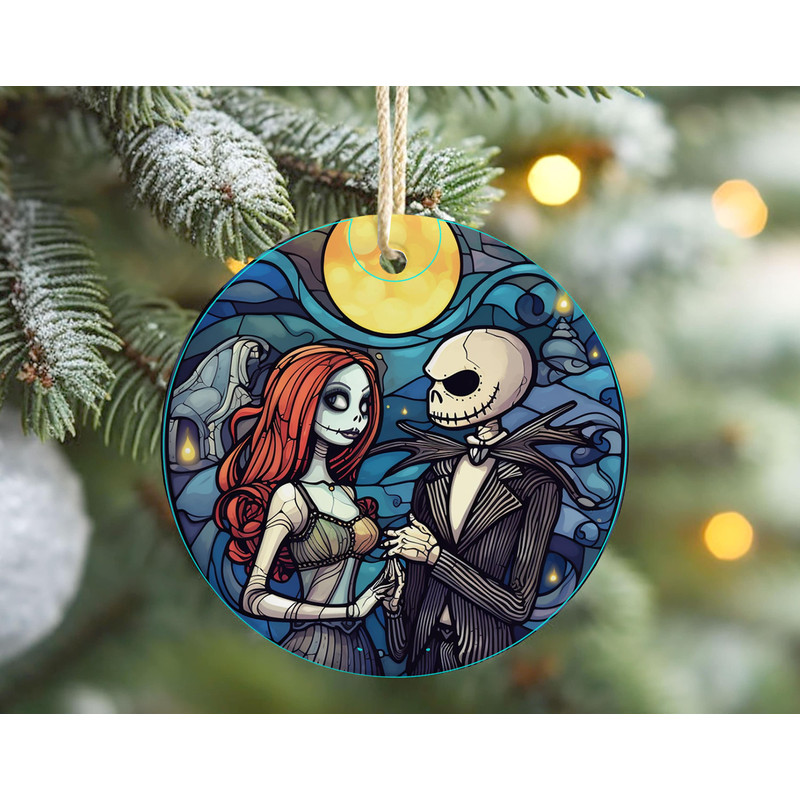 Jack Skellington Stained Glass Ceramic Ornament, The Nightmare Before Christmas Tree Decor, Disney Christmas Ornament 3.jpg