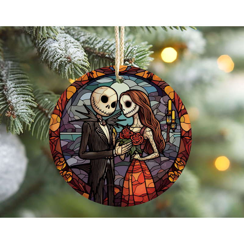 Jack Skellington Stained Glass Ceramic Ornament, The Nightmare Before Christmas Tree Decor, Disney Christmas Ornament 4.jpg