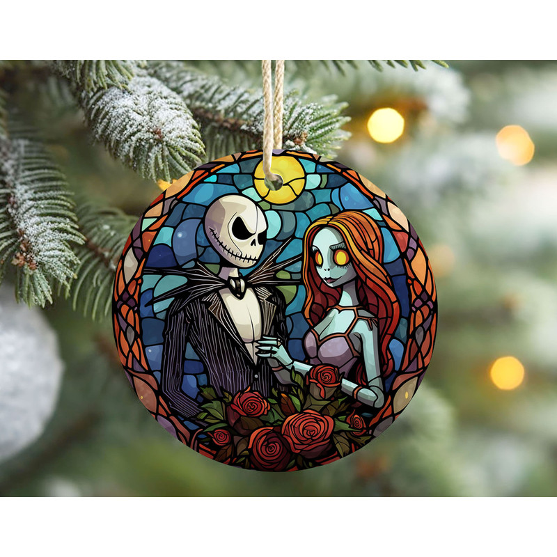 Jack Skellington Stained Glass Ceramic Ornament, The Nightmare Before Christmas Tree Decor, Disney Christmas Ornament 5.jpg
