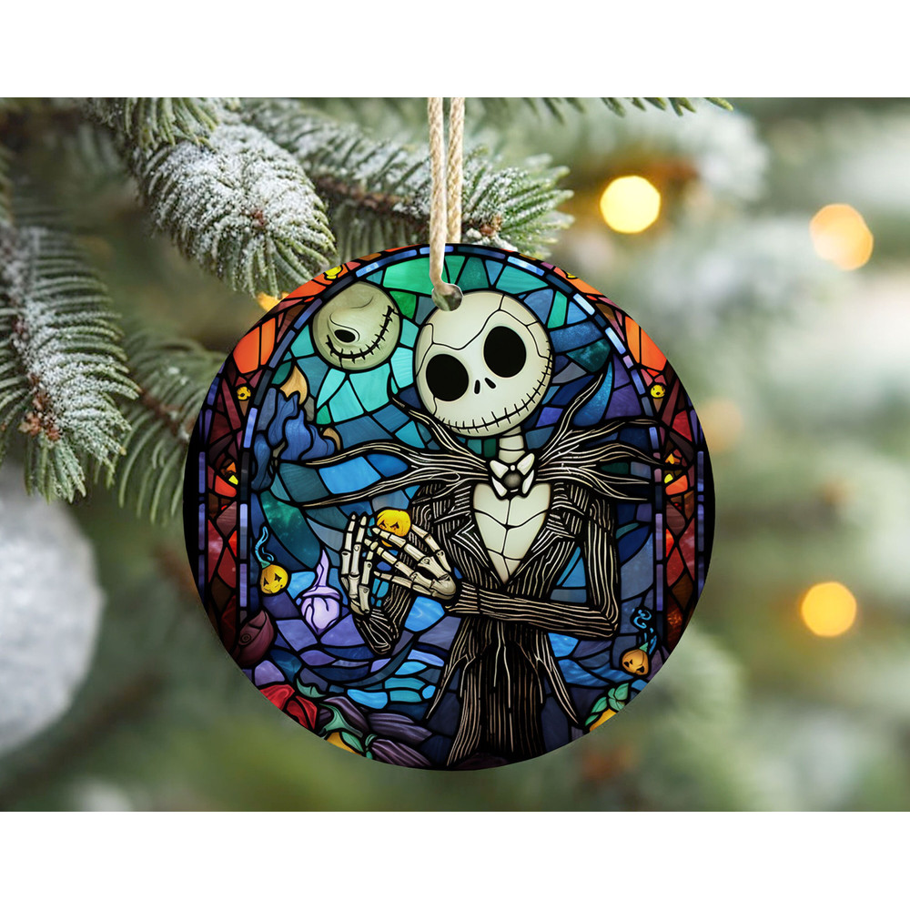 Jack Skellington Stained Glass Ceramic Ornament, The Nightmare Before Christmas Tree Decor, Disney Christmas Ornament 7.jpg