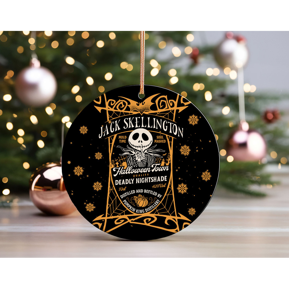 Jack Skellington's Brewery Halloween Ornament, Nightmare Before Christmas Tree Decor, Skeleton Whiskey Holiday Gift.jpg