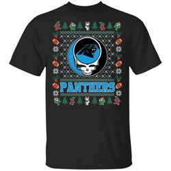 christmas grateful dead panthers t-shirt deadhead tee va08