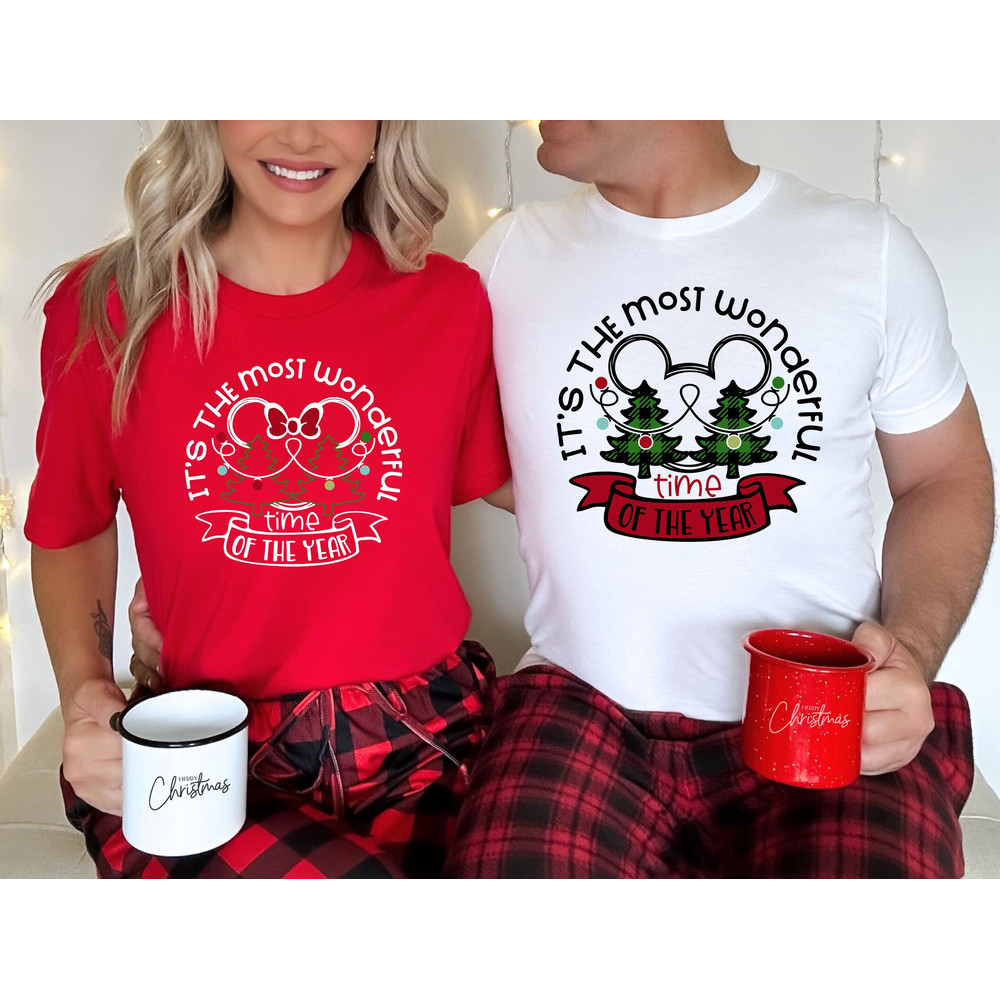 Disney Christmas Shirt, It's The Most Wonderful Time Of The Year Shirt, Disneyland Family Shirt, Disney Couple Shirt, Xmas Matching Pajama.jpg