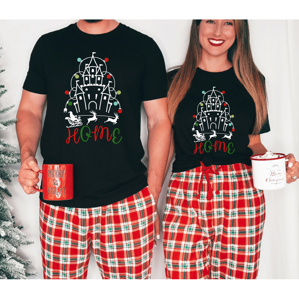 Disney Christmas Shirt, Matching Family Christmas Shirt, Disney Castle Home, Xmas Disneyland Shirt, Disney Couple Shirt, Santa's Deer Shirt.jpg
