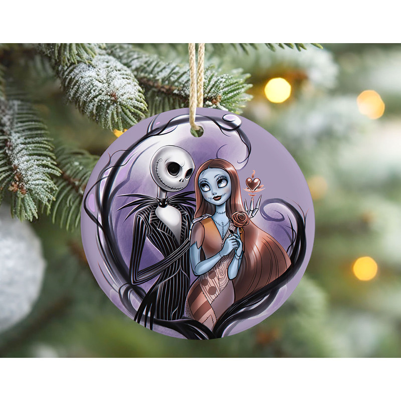 Nightmare Before Christmas Ceramic Ornament Disney Jack and Sally Hanging Ornament, Married Keepsake, Love 2023 Ornament.jpg