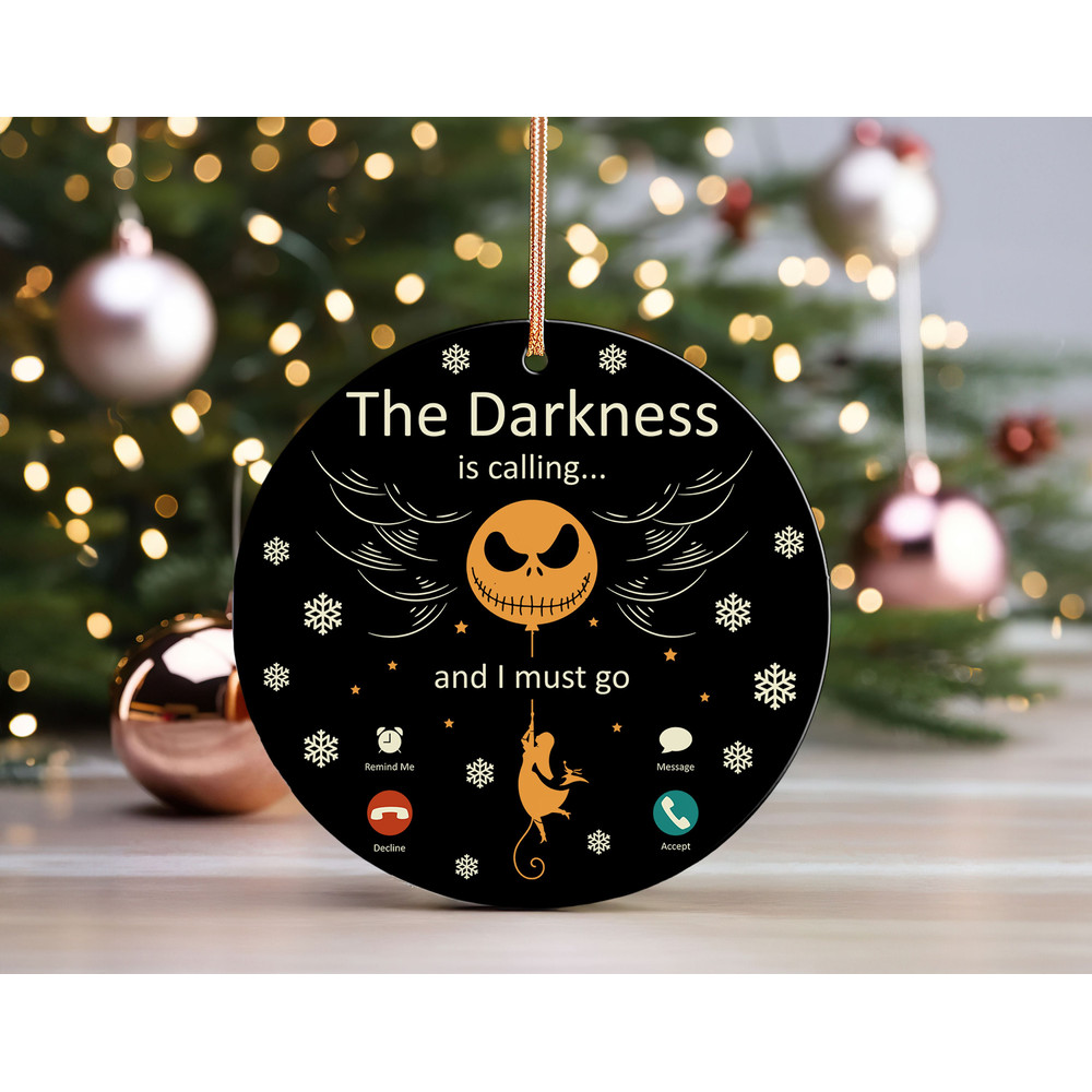 Nightmare Before Christmas Tree Decor, Jack & Sally Halloween Ornament, Jack Skellington The Darkness Is Calling Xmas Gift.jpg