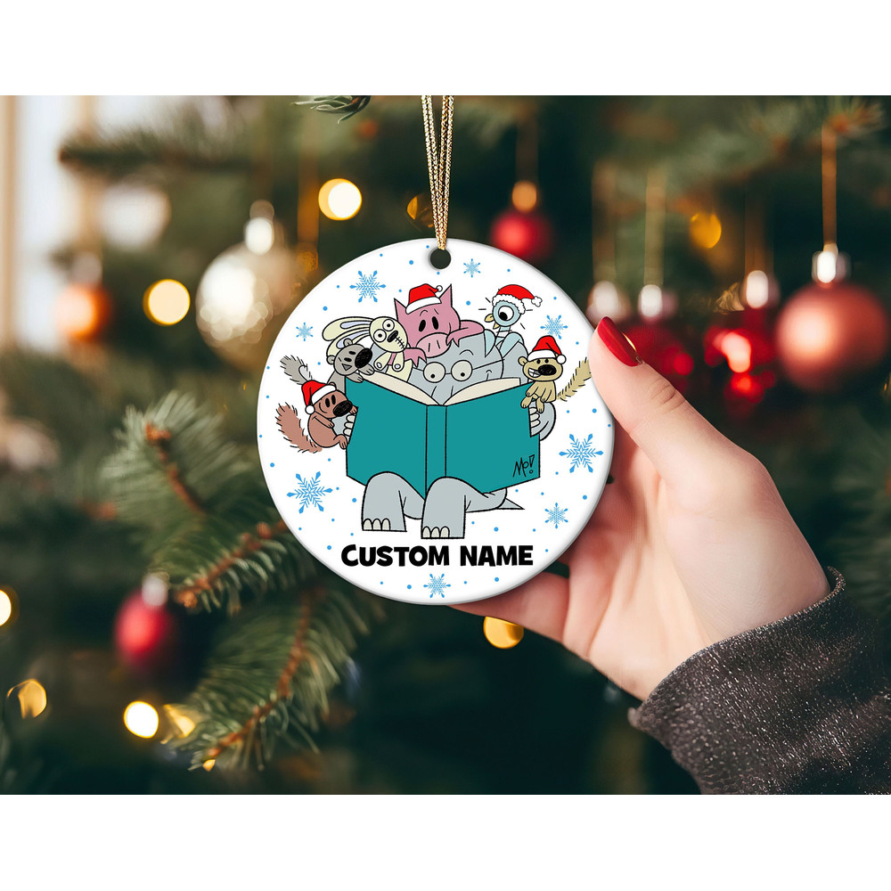 Pigeon and Elephant Christmas Ornament, Pigeon Christmas 2023 Ornaments, Book Reading Ornament, Pigeon Ornament, Christmas Teacher Gift.jpg
