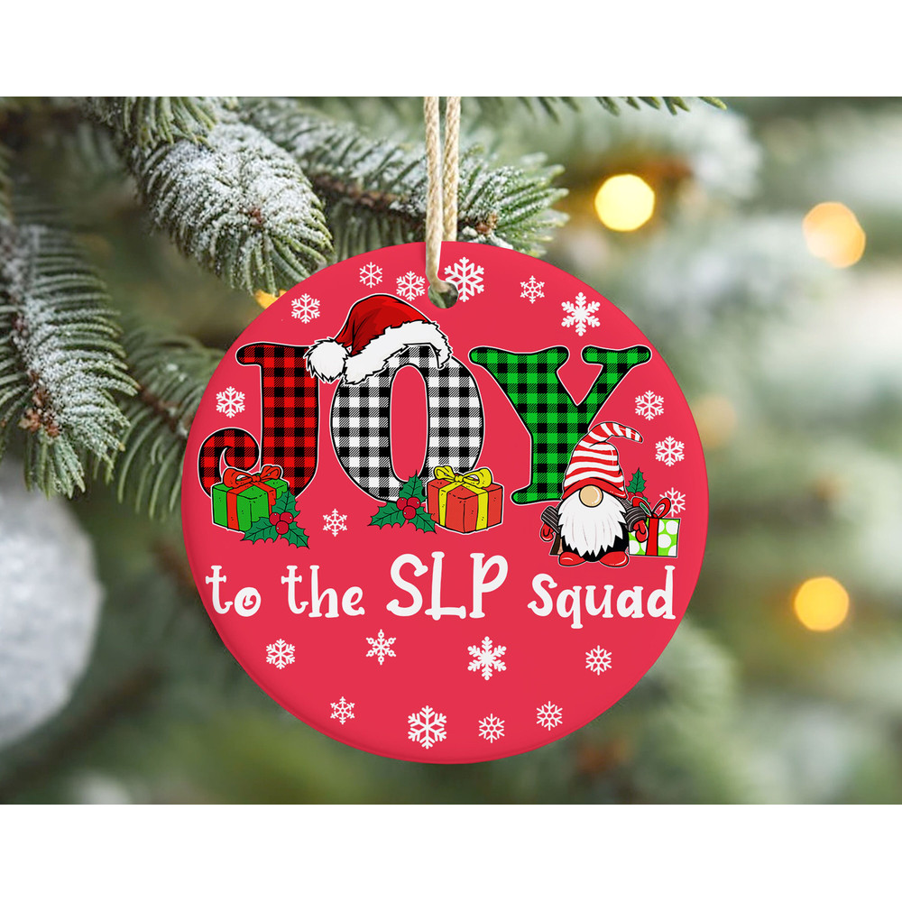 Speech Pathologist Gnome Christmas Ornament, Joy to the SLP Squad Xmas Tree Decor, Christmas Gift for SLP Teacher.jpg