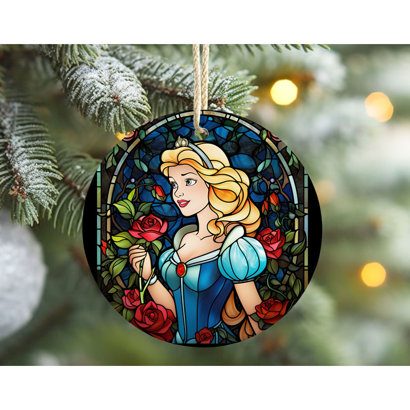 Stained Glass Cinderella Ornament, Princess Cinderella Christmas Ornament, Disneyland Christmas Tree Decor, Magic Kingdom Keepsake Gift.jpg