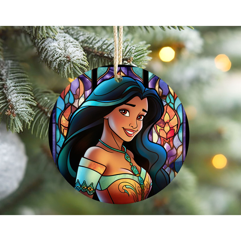Stained Glass Jasmine Ornament Disney Princess Ornament, Disney Christmas Ornaments, Christmas Princess Gift, Ceramic Ornament.jpg