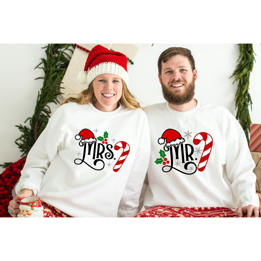 Christmas Mr & Mrs Sweatshirt, Winter Wedding Shirt, 2022 Christmas Husband Wife Shirt, Matching Family Shirt, Christmas Couple Sweatshirt.jpg