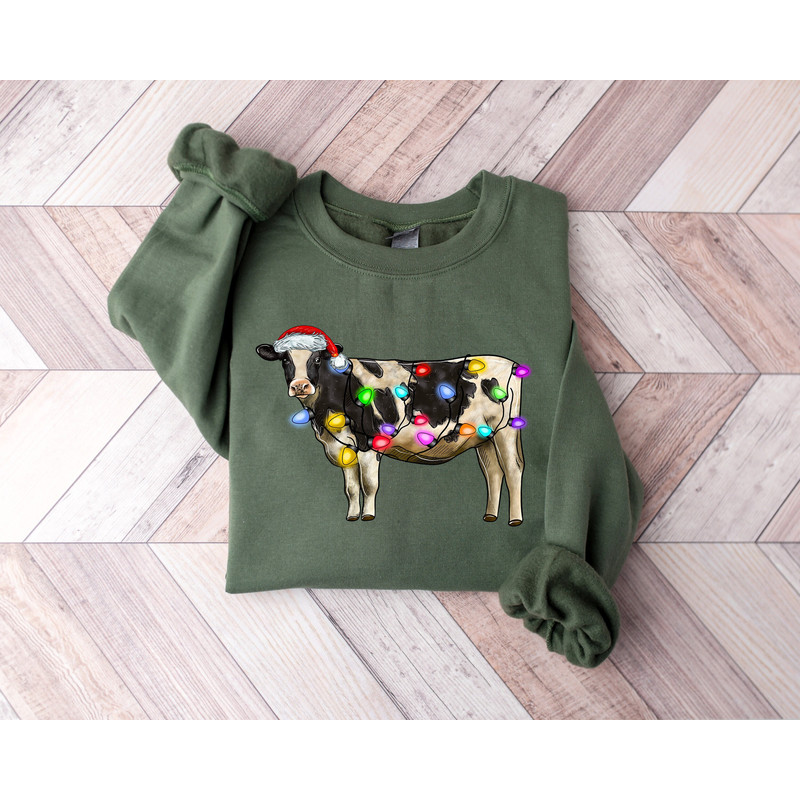 Christmas Sweatshirt,Cute Cow Christmas Sweatshirt,2023 Merry Christmas,Merry Christmoos,2023 Happy New Year,Christmas Gift,Christmas Light 1.jpg
