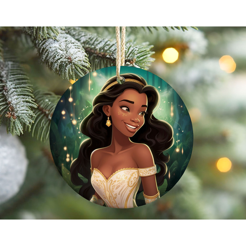 Tiana Princess Ornament, Disney Princess Ceramic Ornament, Princess Christmas Tree Decor, Princess Keepsake Christmas Gift.jpg