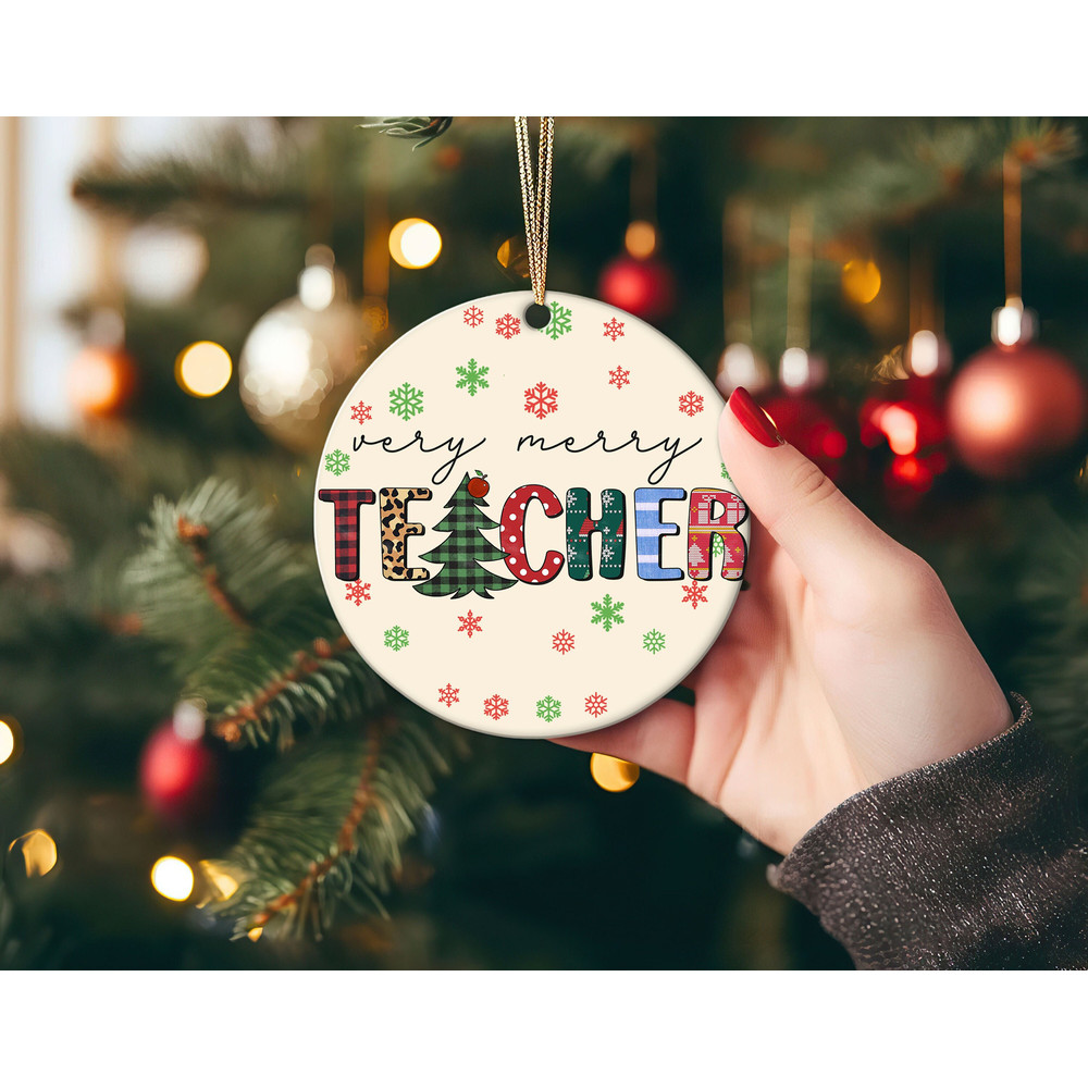 Very Merry Teacher Christmas Ornament, Teacher Ornament Personalized Gift, Teacher Christmas Classroom Decor.jpg