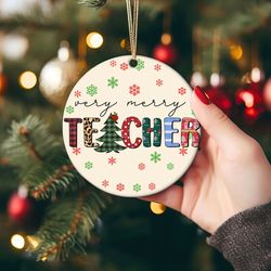 very merry teacher christmas ornament, teacher ornament personalized gift