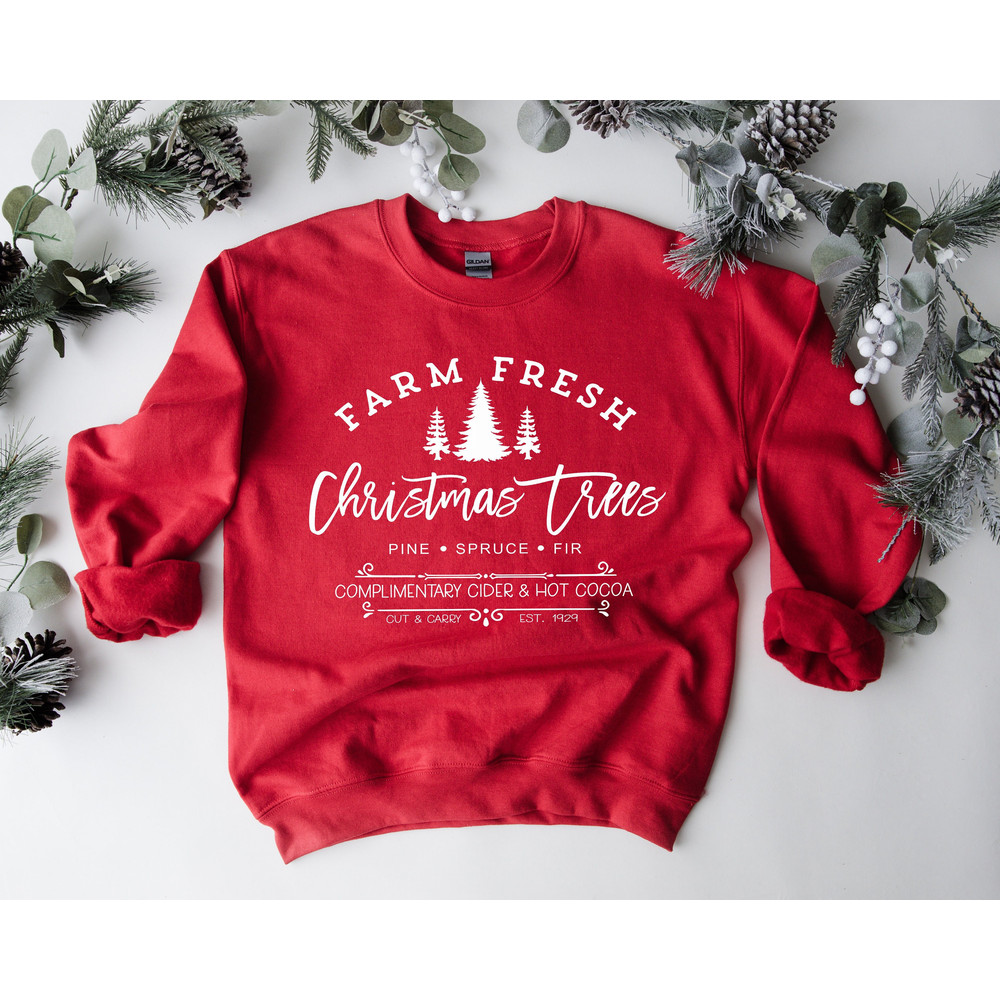 Farm Fresh Christmas Trees Shirt, Pine Spruce Fir, Christmas Gift Ideas, Holiday Shirt, Christmas Sweatshirt, Unisex Adult Tee, Winter Tee.jpg