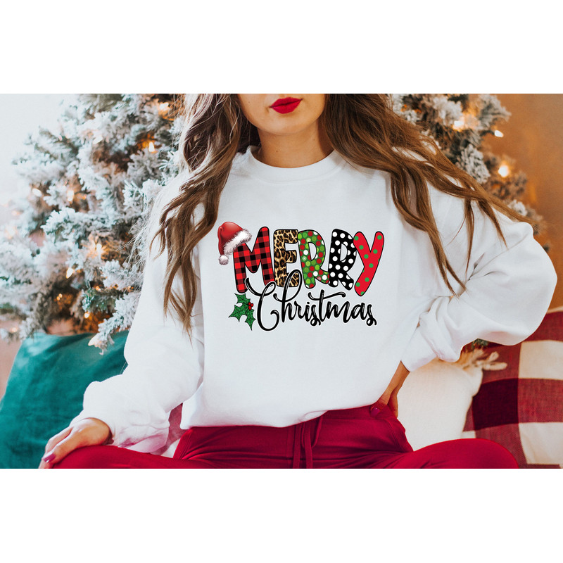 Merry Christmas Buffalo Plaid Sweatshirt, Christmas Crewneck Sweatshirt, Christmas Sweater, Women Christmas Shirts, Christmas Tshirt, Xmas.jpg