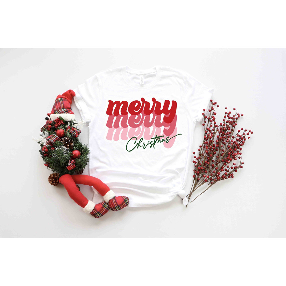 Merry Christmas Retro Shirt, Merry Christmas Typography Shirt, Joyful Believe Blessing Friends Snow Noel Shirt, Christmas Winter Xmas Shirt.jpg