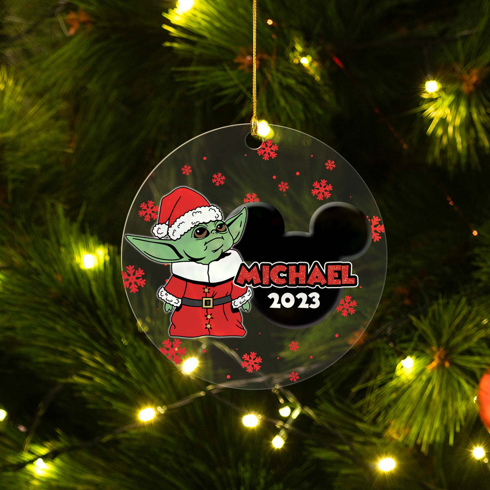 Personalized Baby Yoda Christmas Ornament, Star Wars Christmas Ornaments, Yoda Lover Gifts, Xmas Ornament, Kids Ornaments, Acrylic Ornament.jpg