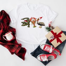 animal christmas shirt, alligator christmas t-shirt, crawfish pelican alligator tee, crocodile outfits, alligator lovers