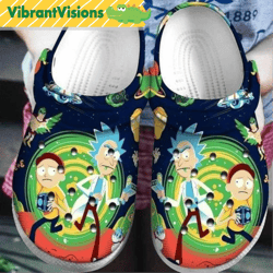 funny rick and morty pattern movie character clog shoes