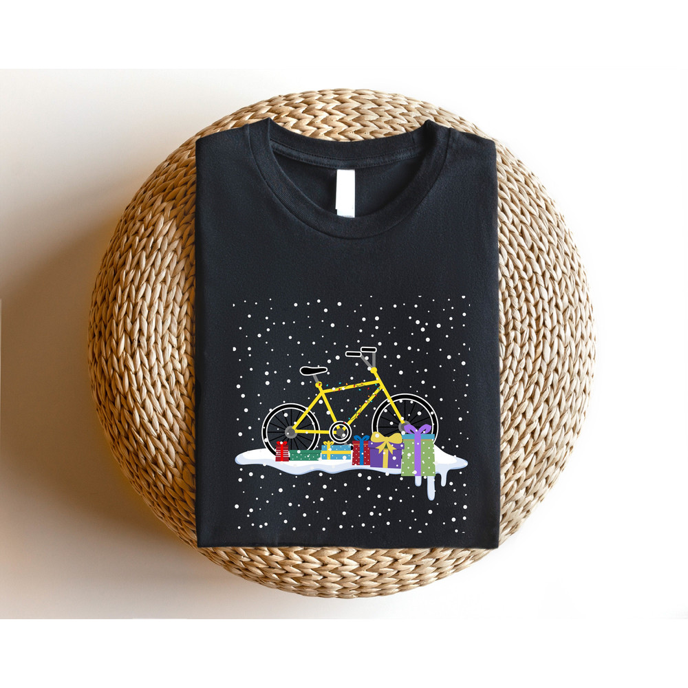 Christmas Cycling Shirt, Cyclist Holiday T-Shirt, Christmas Bike Tee Gift, Christmas Bike Rider Outfits, Santa Bicycle Clothing, Christmas.jpg