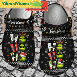 grinch christmas hohoho custom name clog shoes for the fans