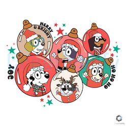 bluey christmas ornament svg merry and bright files