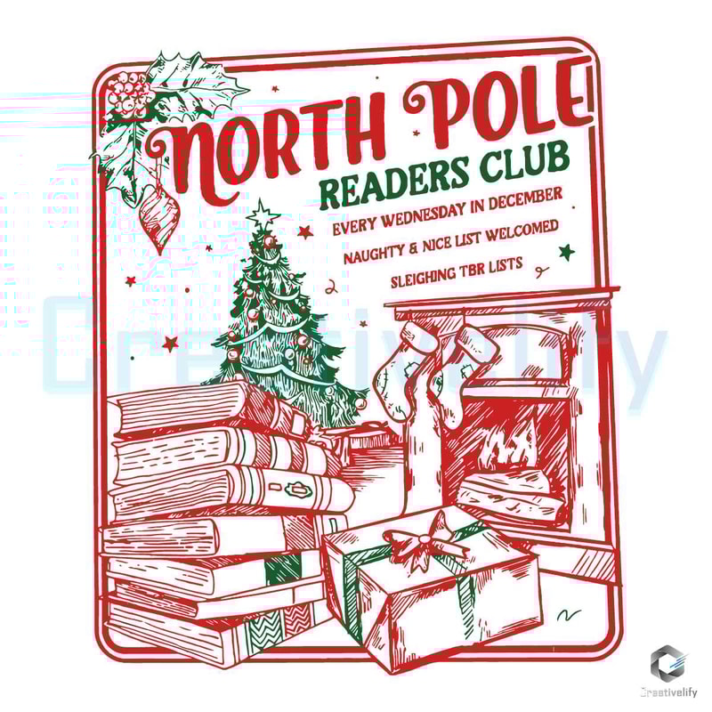 Bookish Christmas SVG North Pole Readers Club File Download.jpg