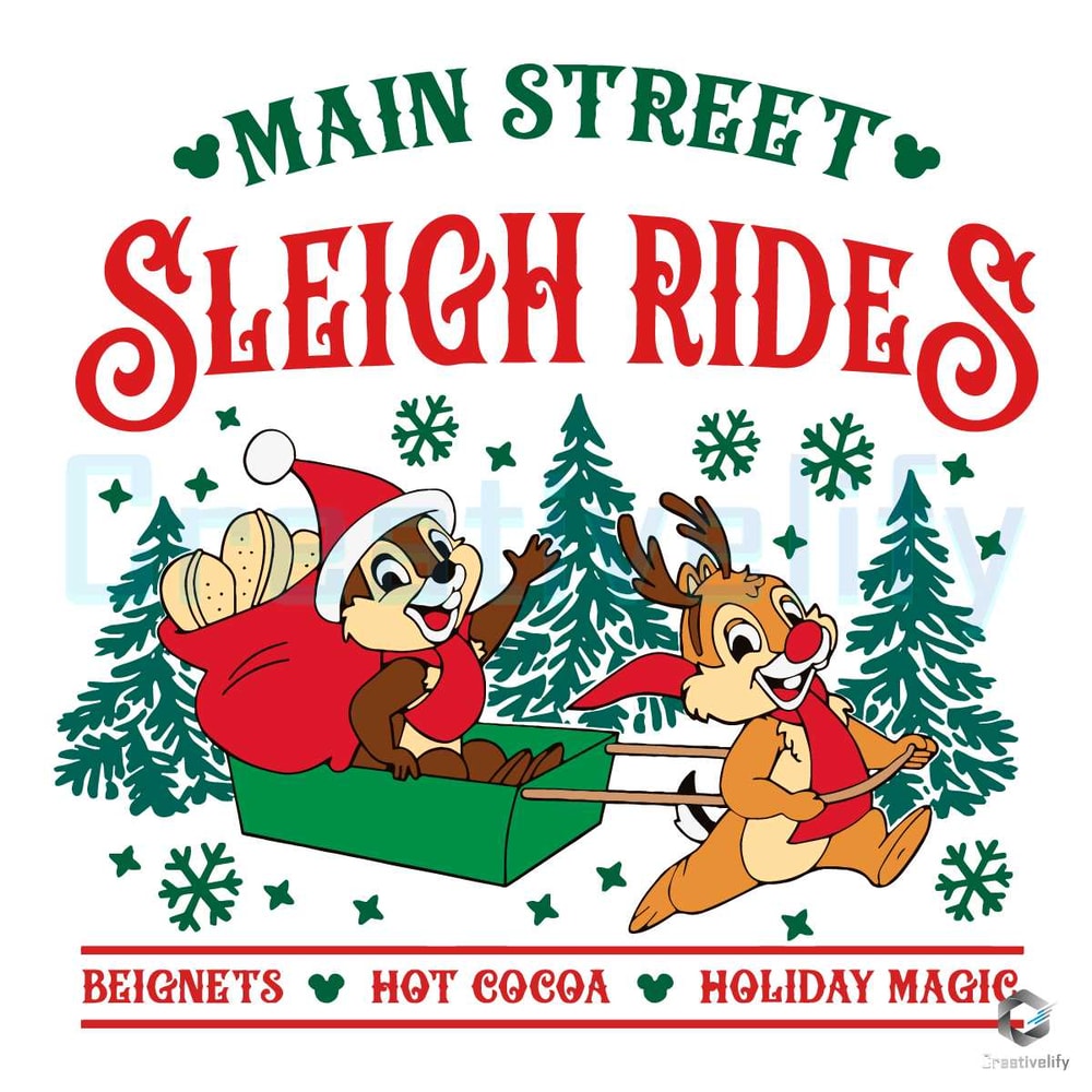 Chip And Dale Christmas SVG Main Street Sleigh Rides File.jpg
