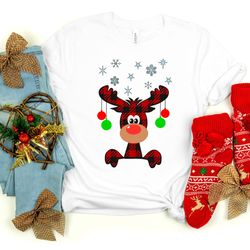 cute reindeer shirt, reindeer shirt, buffalo plaid shirt, funny christmas, christmas shirt, merry christmas shirt, chris
