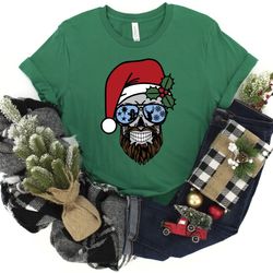 dad skull christmas shirt, santa skull shirt, christmas t-shirt, trendy christmas t-shirt, christmas tee, christmas day