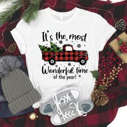 its the most wonderful time of the year shirt, christmas shirt, christmas buffalo plaid truck shirt, christmas truck shi