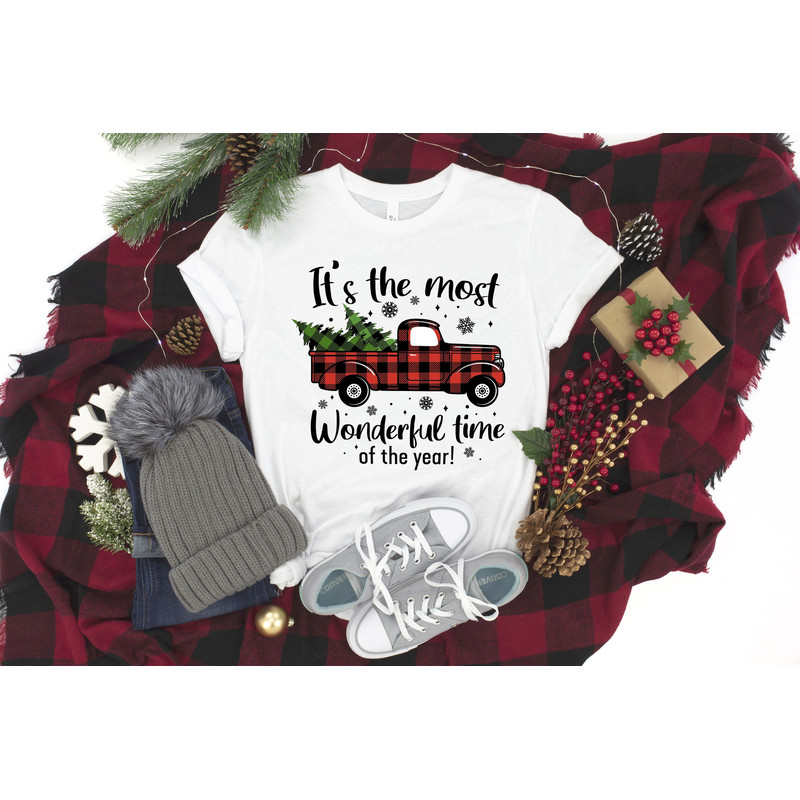 It's The Most Wonderful Time Of The Year Shirt, Christmas Shirt, Christmas Buffalo Plaid Truck Shirt, Christmas Truck Shirt, Christmas Gift.jpg