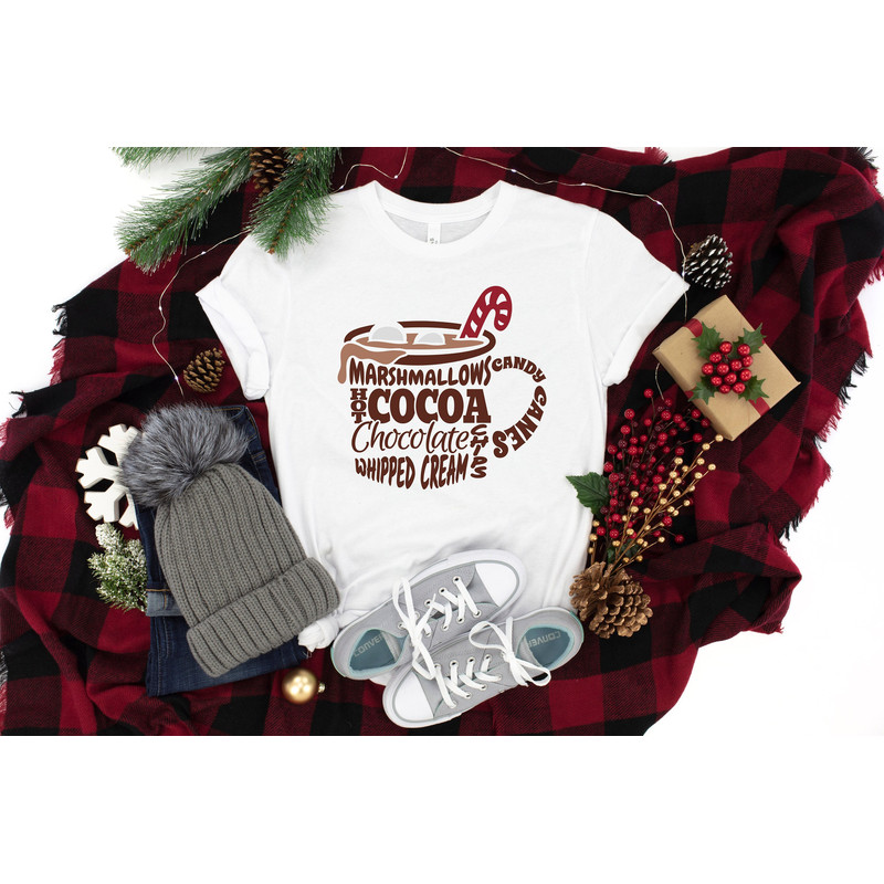 Marshmallows Hot Cocoa Hot Chocolate Chips Whipped Cream Candy Cans Shirt, Christmas Snacks, Christmas Shirt, Merry Christmas,Christmas Gift.jpg