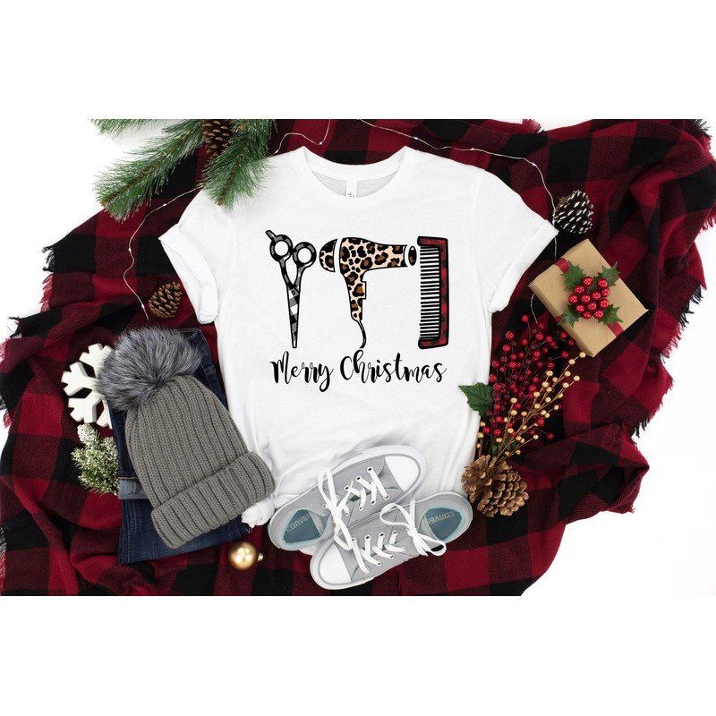 Merry Christmas Hairstylist Shirt, Hairstylist Christmas Shirt, Hair Tools Christmas Shirt, Hair Dresser Christmas Shirt.jpg