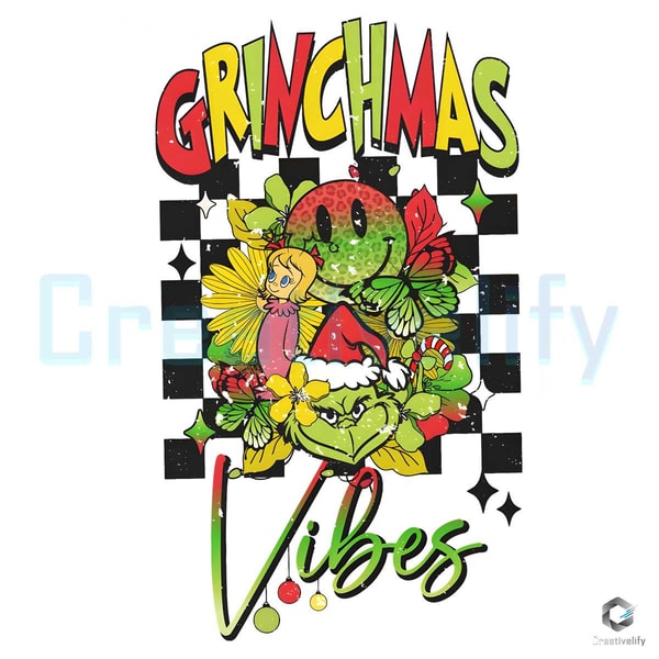 Retro Grinchmas Vibes PNG Floral Santa Claus File.jpg