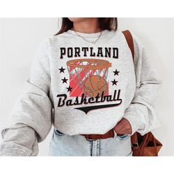 vintage portland basketball sweatshirt \ t-shirt, portland blazer basketball crewneck, portland basketball fan, retro bl