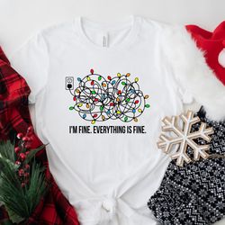 cat christmas shirt, its fine im fine everything is fine shirt, introvert tee, funny shirt, sarcastic shirt, im fine shi