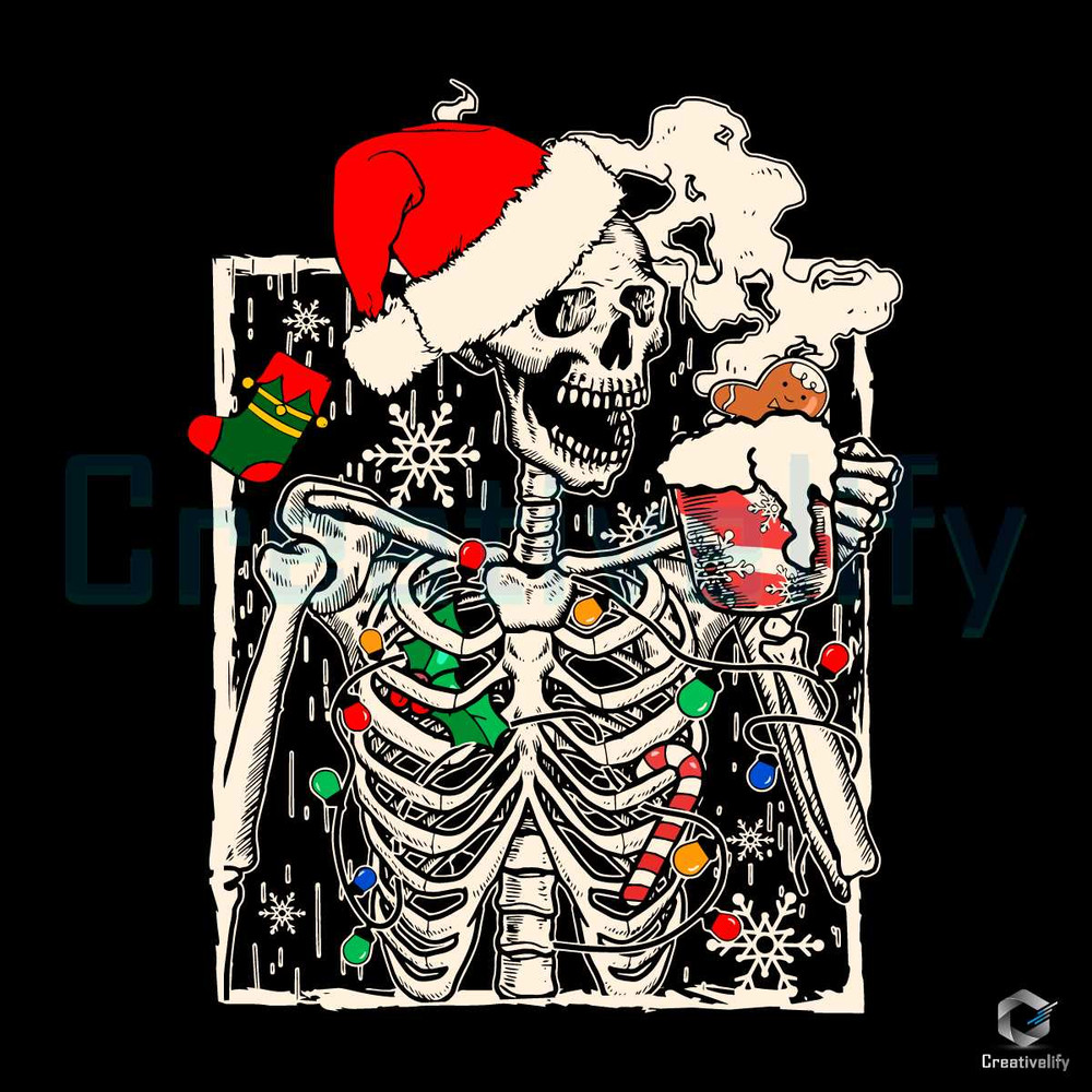 Skeleton Christmas Coffee SVG Lover Santa Cutting File.jpg